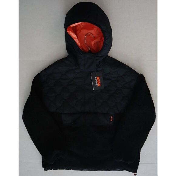 Bass Outdoor Women XS Black Mixed Media Ripstop Quilted Sherpa Hooded Jacket $10 - Picture 10 of 11